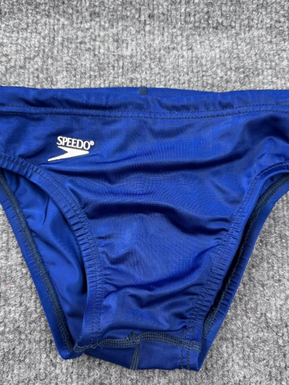 Speedo Youth Swim Brief Blue Racing Suit Size 20 S Flat 9.5 In Drawstring Damage